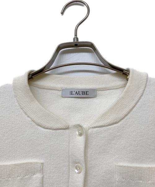 L'AUBE BLANC（ローブ ブラン）L'AUBE BLANC (ローブ ブラン) コンパクトクルーネックカーディガン アイボリー サイズ:ＦＲＥＥの古着・服飾アイテム