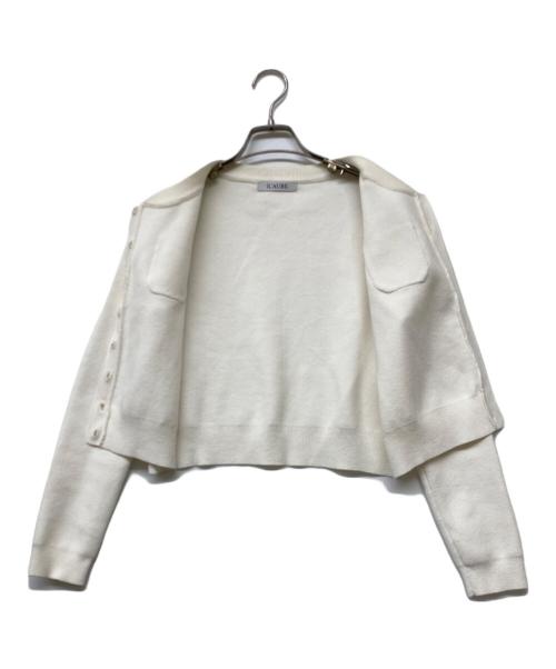 L'AUBE BLANC（ローブ ブラン）L'AUBE BLANC (ローブ ブラン) コンパクトクルーネックカーディガン アイボリー サイズ:ＦＲＥＥの古着・服飾アイテム