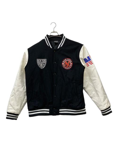 Fanatics（ファナティクス）Fanatics (ファナティクス) NY バーシティジャケット ブラック×ホワイト サイズ:2XLの古着・服飾アイテム