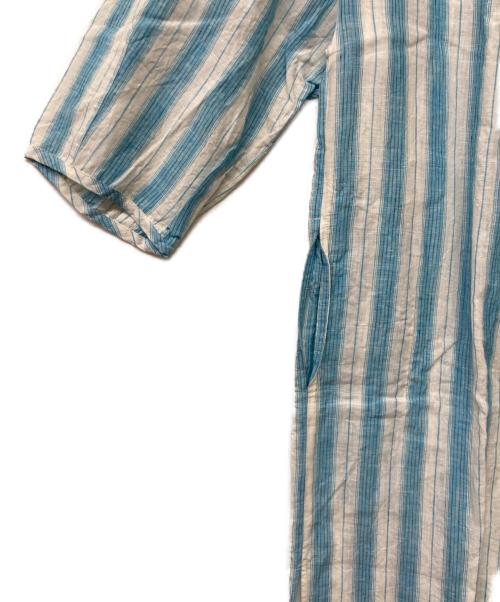 MACPHEE（マカフィー）MACPHEE (マカフィー) フレンチリネン ギャザーワンピース ブルー×ホワイト サイズ:サイズＳの古着・服飾アイテム
