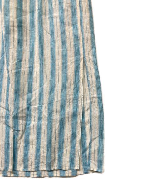 MACPHEE（マカフィー）MACPHEE (マカフィー) フレンチリネン ギャザーワンピース ブルー×ホワイト サイズ:サイズＳの古着・服飾アイテム
