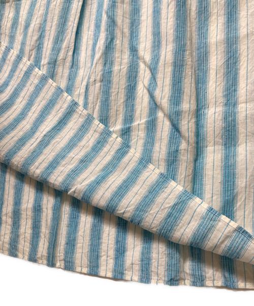 MACPHEE（マカフィー）MACPHEE (マカフィー) フレンチリネン ギャザーワンピース ブルー×ホワイト サイズ:サイズＳの古着・服飾アイテム