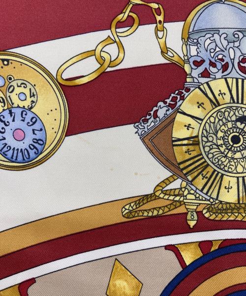 HERMES（エルメス）HERMES (エルメス) 花の中で過ごす時間 シルクスカーフ バーガンディー×ホワイトの古着・服飾アイテム