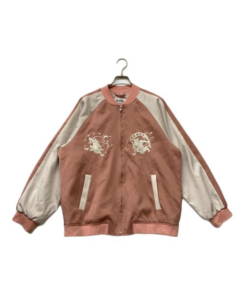 &ellecy（アンドエルシー）&ellecy (アンドエルシー) 刺繍スカジャン ホワイト×ピンク サイズ:sizeⅯの古着・服飾アイテム