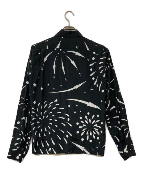 Aloha Blossom（アロハブロッサム）Aloha Blossom (アロハブロッサム) HANABI レーヨンシャツ ブラック×ホワイト サイズ:Sの古着・服飾アイテム