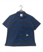 and wanderアンドワンダー）の古着「dry check open shirt/ドライチェックオープンシャツ」｜ブルー×ブラック