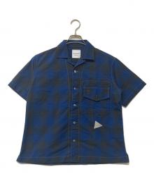 and wander（アンドワンダー）の古着「dry check open shirt/ドライチェックオープンシャツ」｜ブルー×ブラック