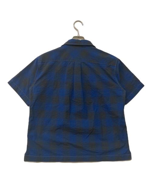and wander（アンドワンダー）and wander (アンドワンダー) dry check open shirt/ドライチェックオープンシャツ ブルー×ブラック サイズ:Sの古着・服飾アイテム