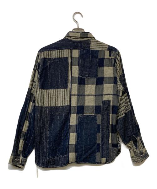 SUGAR CANE（シュガーケーン）SUGAR CANE (シュガーケーン) 7oz BORO デニム ワーク シャツ ネイビー×ベージュ サイズ:Sの古着・服飾アイテム