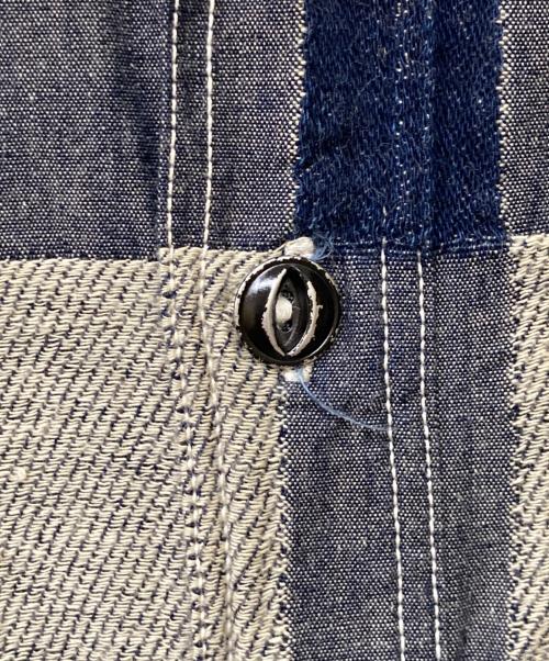 SUGAR CANE（シュガーケーン）SUGAR CANE (シュガーケーン) 7oz BORO デニム ワーク シャツ ネイビー×ベージュ サイズ:Sの古着・服飾アイテム
