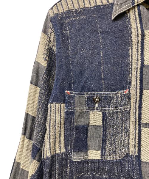 SUGAR CANE（シュガーケーン）SUGAR CANE (シュガーケーン) 7oz BORO デニム ワーク シャツ ネイビー×ベージュ サイズ:Sの古着・服飾アイテム