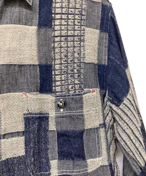 SUGAR CANE（シュガーケーン）SUGAR CANE (シュガーケーン) 7oz BORO デニム ワーク シャツ ネイビー×ベージュ サイズ:Sの古着・服飾アイテム