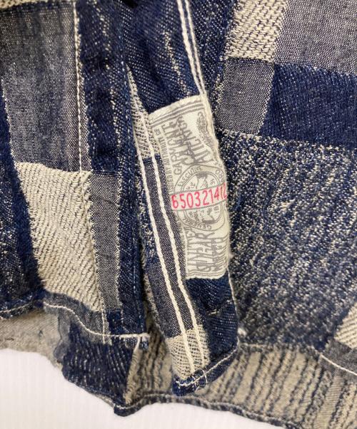 SUGAR CANE（シュガーケーン）SUGAR CANE (シュガーケーン) 7oz BORO デニム ワーク シャツ ネイビー×ベージュ サイズ:Sの古着・服飾アイテム