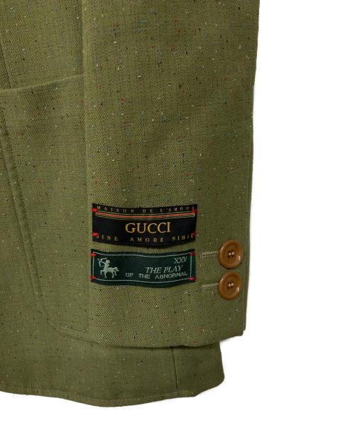 GUCCI（グッチ）GUCCI (グッチ) 2B The Play Of The Abnormal Sine Amore Nihil シングル テーラードジャケット オリーブ サイズ:SIZE46の古着・服飾アイテム