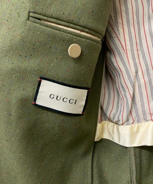GUCCI（グッチ）GUCCI (グッチ) 2B The Play Of The Abnormal Sine Amore Nihil シングル テーラードジャケット オリーブ サイズ:SIZE46の古着・服飾アイテム