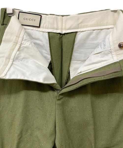 GUCCI（グッチ）GUCCI (グッチ) ネップスラックスパンツ オリーブ サイズ:44Rの古着・服飾アイテム
