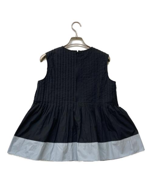 UNITED ARROWS TOKYO（ユナイテッドアローズトウキョウ）UNITED ARROWS TOKYO (ユナイテッドアローズトウキョウ) コットンシルク シルキータックノースリーブブラウス ブラック サイズ:SIZE FREEの古着・服飾アイテム