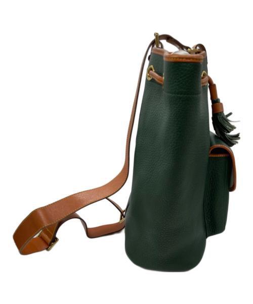 DOONEY&BOURKE（ドゥーニーアンドバーク）DOONEY&BOURKE (ドゥーニーアンドバーク) USA製アヒルロゴシボレザーフリンジショルダーバッグ グリーンの古着・服飾アイテム