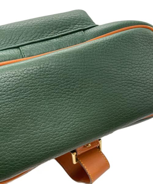 DOONEY&BOURKE（ドゥーニーアンドバーク）DOONEY&BOURKE (ドゥーニーアンドバーク) USA製アヒルロゴシボレザーフリンジショルダーバッグ グリーンの古着・服飾アイテム