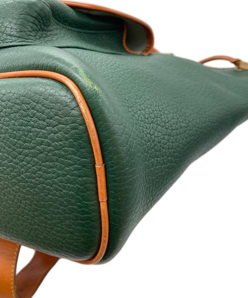 DOONEY&BOURKE（ドゥーニーアンドバーク）DOONEY&BOURKE (ドゥーニーアンドバーク) USA製アヒルロゴシボレザーフリンジショルダーバッグ グリーンの古着・服飾アイテム