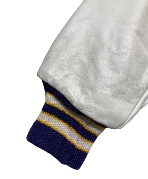 DeLonghi（デロンギ）DeLonghi (デロンギ) 80sヴィンテージNBA  LA Lakers レザー切替スタジャン パープル×ホワイト サイズ:Sの古着・服飾アイテム