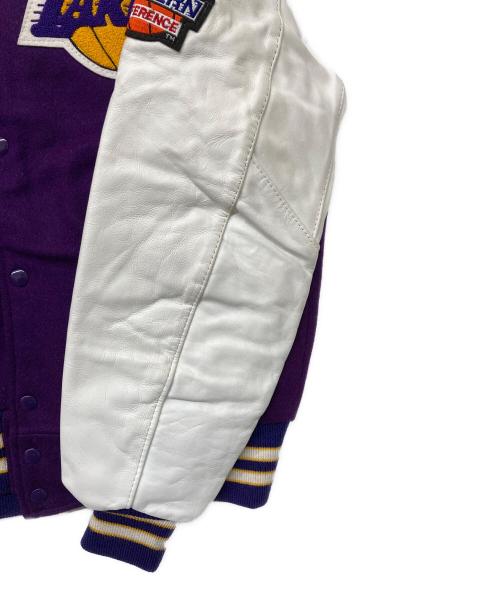 DeLonghi（デロンギ）DeLonghi (デロンギ) 80sヴィンテージNBA  LA Lakers レザー切替スタジャン パープル×ホワイト サイズ:Sの古着・服飾アイテム