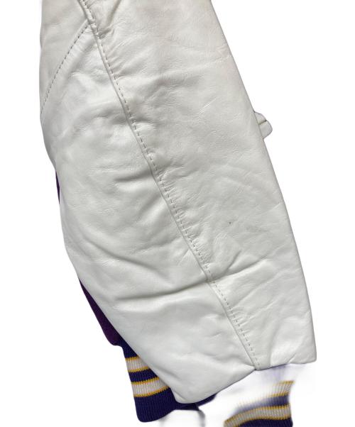 DeLonghi（デロンギ）DeLonghi (デロンギ) 80sヴィンテージNBA  LA Lakers レザー切替スタジャン パープル×ホワイト サイズ:Sの古着・服飾アイテム