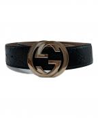 GUCCIグッチ）の古着「インターロッキングG バックル付き ベルト」｜ブラック