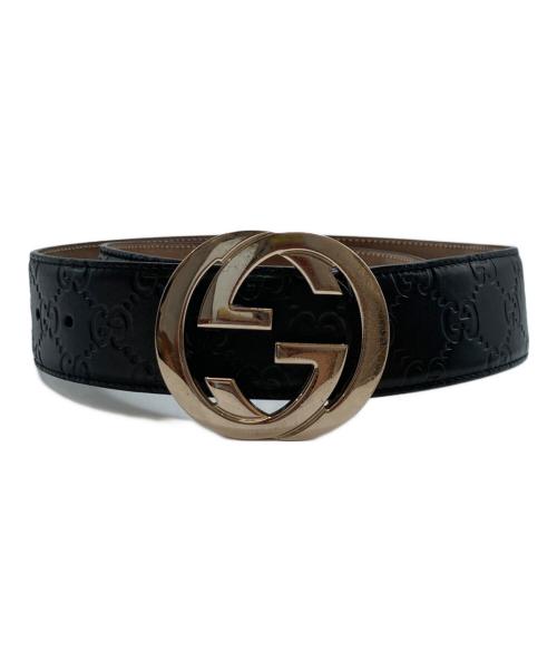 GUCCI（グッチ）GUCCI (グッチ) インターロッキングG バックル付き ベルト ブラックの古着・服飾アイテム