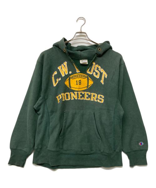 Champion REVERSE WEAVE（チャンピオン リバース ウィーブ）Champion REVERSE WEAVE (チャンピオン リバース ウィーブ) 80s中期ヴィンテージカレッジプリントプルオーバーパーカー グリーン サイズ:sizeLの古着・服飾アイテム
