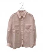 JUSGLITTYジャスグリッティー）の古着「2WAYリネンライクシアーシャツ」｜ピンク