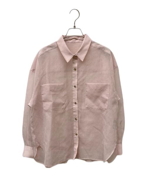 JUSGLITTY（ジャスグリッティー）JUSGLITTY (ジャスグリッティー) 2WAYリネンライクシアーシャツ ピンク サイズ:2の古着・服飾アイテム