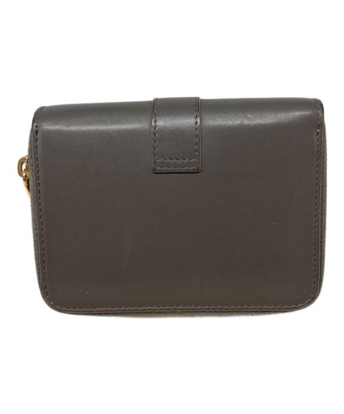Saint Laurent Paris（サンローランパリ）Saint Laurent Paris (サンローランパリ) YSLロゴ レザー コンパクト ミニ ウォレット グレージュの古着・服飾アイテム