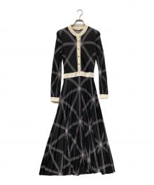 TORY BURCH（トリーバーチ）の古着「レーヨンシルクバンドカラーシャツワンピース」｜ブラック×ホワイト