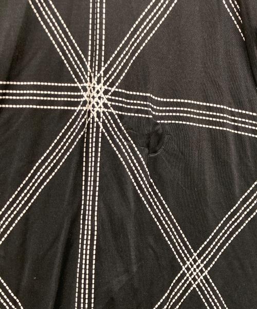 TORY BURCH（トリーバーチ）TORY BURCH (トリーバーチ) レーヨンシルクバンドカラーシャツワンピース ブラック×ホワイト サイズ:ｘｓの古着・服飾アイテム