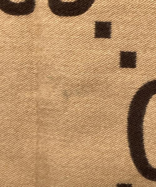 GUCCI（グッチ）GUCCI (グッチ) GGジャガードウールシルクスカーフ ベージュ×ブラウンの古着・服飾アイテム