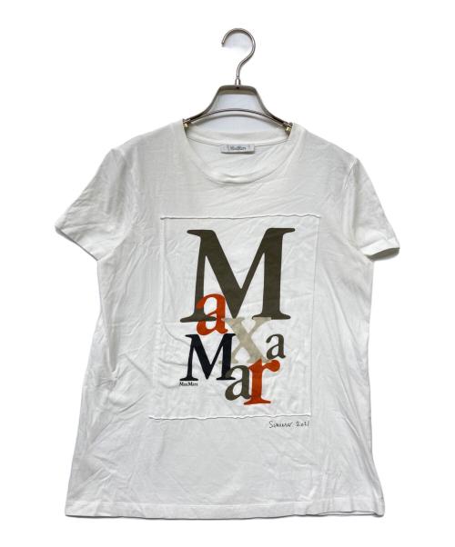 MaxMara（マックスマーラ）MaxMara (マックスマーラ) ロゴプリントTシャツ ホワイト サイズ:SIZE Mの古着・服飾アイテム