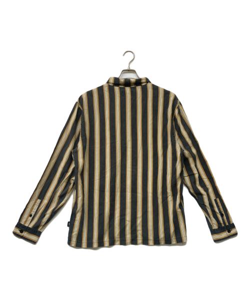 stussy（ステューシー）stussy (ステューシー) Cove Striped stussy shirt/コープ ストライプド ステューシー シャツ ブラック×オレンジ サイズ:Mの古着・服飾アイテム