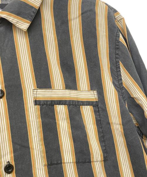 stussy（ステューシー）stussy (ステューシー) Cove Striped stussy shirt/コープ ストライプド ステューシー シャツ ブラック×オレンジ サイズ:Mの古着・服飾アイテム