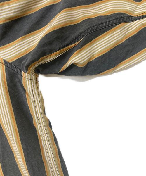 stussy（ステューシー）stussy (ステューシー) Cove Striped stussy shirt/コープ ストライプド ステューシー シャツ ブラック×オレンジ サイズ:Mの古着・服飾アイテム