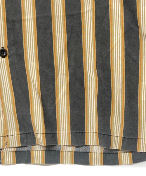stussy（ステューシー）stussy (ステューシー) Cove Striped stussy shirt/コープ ストライプド ステューシー シャツ ブラック×オレンジ サイズ:Mの古着・服飾アイテム