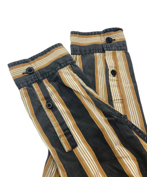 stussy（ステューシー）stussy (ステューシー) Cove Striped stussy shirt/コープ ストライプド ステューシー シャツ ブラック×オレンジ サイズ:Mの古着・服飾アイテム