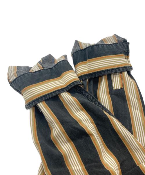 stussy（ステューシー）stussy (ステューシー) Cove Striped stussy shirt/コープ ストライプド ステューシー シャツ ブラック×オレンジ サイズ:Mの古着・服飾アイテム