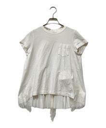 sacai（サカイ）の古着「異素材ドッキングバックプリーツカットソー」｜ホワイト