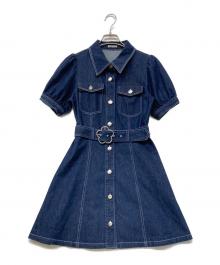 MARY QUANT（マリークヮント）の古着「デイジーバックルデニムミニ ワンピース」｜インディゴ