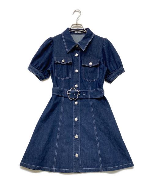 MARY QUANT（マリークヮント）MARY QUANT (マリークヮント) デイジーバックルデニムミニ ワンピース インディゴ サイズ:sizeⅯの古着・服飾アイテム