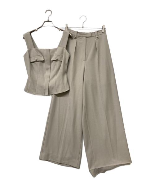 HER LIP TO（ハーリップトゥ）HER LIP TO (ハーリップトゥ) Lutetia Twill Set-Up(ルテティア ツイル セットアップ) ベージュ サイズ:sizeMの古着・服飾アイテム