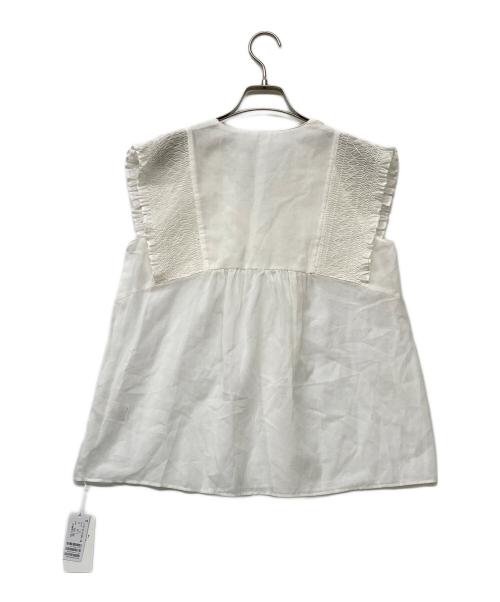 BALLSEY（ボールジィ）BALLSEY (ボールジィ) コットンクレープ Vネックブラウス ホワイト サイズ:36 未使用品の古着・服飾アイテム
