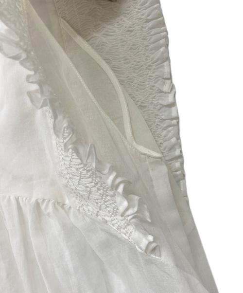 BALLSEY（ボールジィ）BALLSEY (ボールジィ) コットンクレープ Vネックブラウス ホワイト サイズ:36 未使用品の古着・服飾アイテム