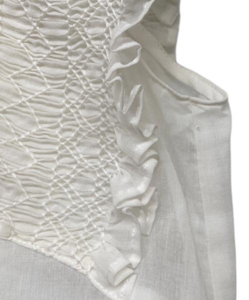 BALLSEY（ボールジィ）BALLSEY (ボールジィ) コットンクレープ Vネックブラウス ホワイト サイズ:36 未使用品の古着・服飾アイテム
